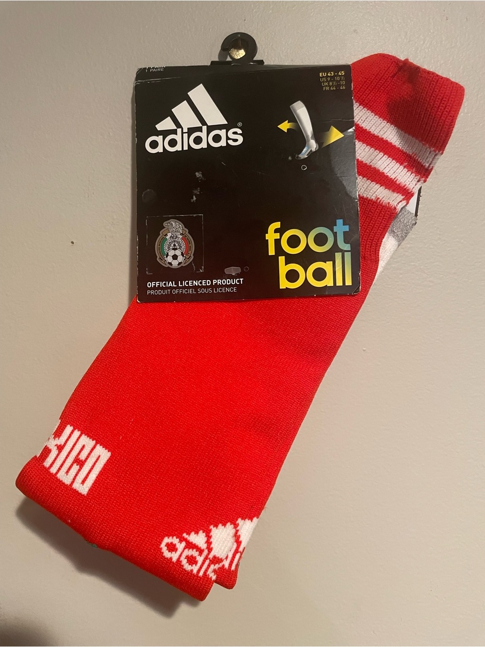 Adidas Mexico football socks. Soccer. Mexican Football Federation.US size 9-10.5